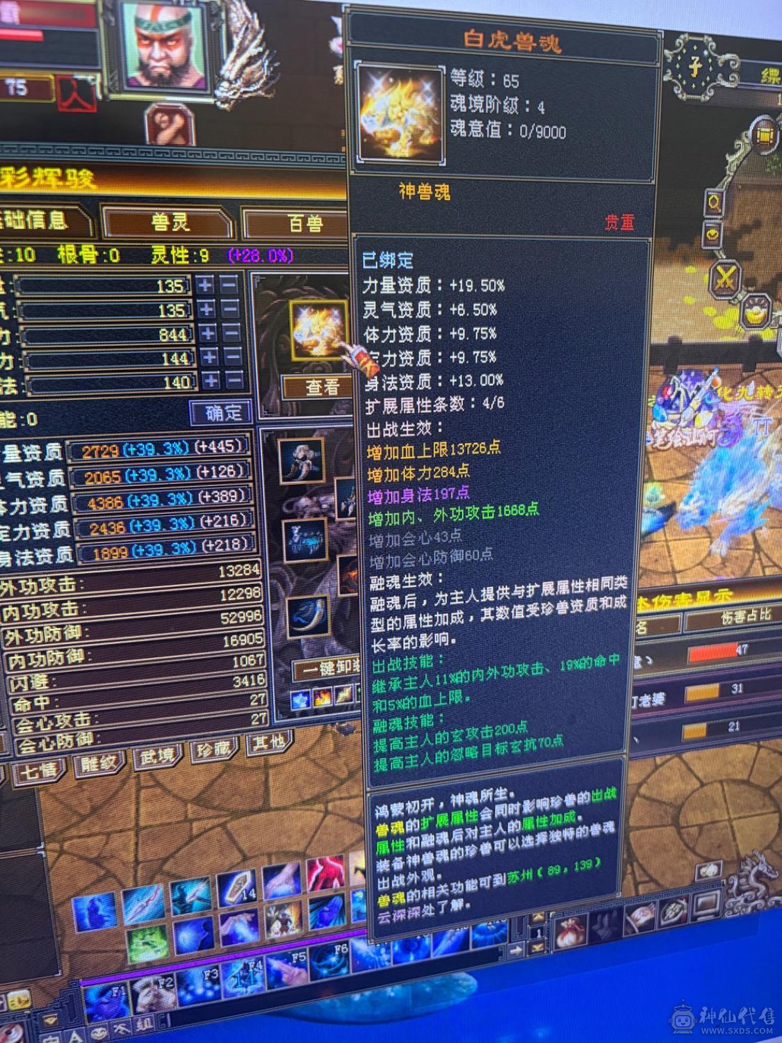 满5，3修气武当，能抗能打，仓库一套5级身法宝石，随意转换