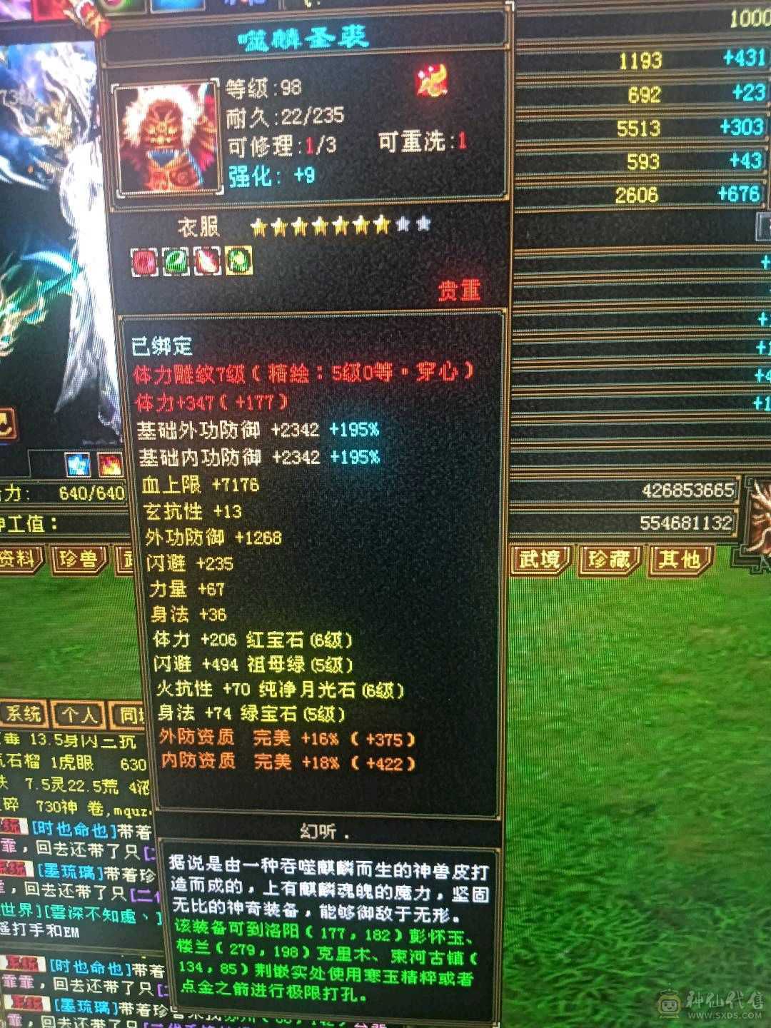 石头扎实，6400主属，面板裸状态，时装背饰幻视多，限定坐骑