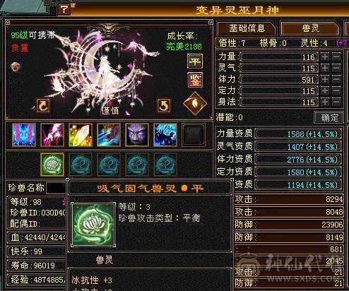 高血高抗、10级盟会、多时装多幻视、5神6荒、玄武朱雀稀有魂录