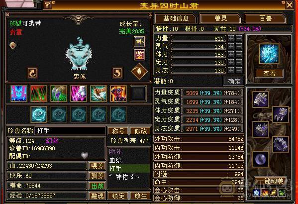 三满极品天山6022裸属 绝版坐骑长风  高命中高会心 全身极品8星装备细节满满 带2只双10宝宝 不需要再投资白嫖即可爽玩