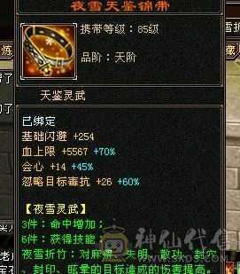6级恶人谷，属性雕文10-10，8万命中，8869属（裸属））
