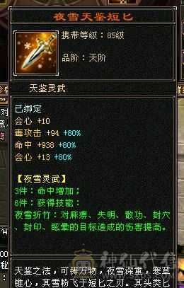 6级恶人谷，属性雕文10-10，8万命中，8869属（裸属））
