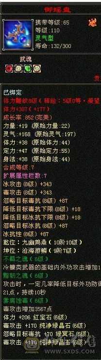 6级恶人谷，属性雕文10-10，8万命中，8869属（裸属））