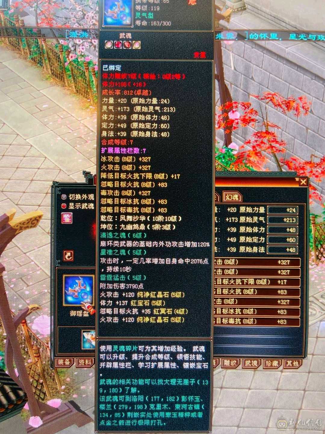 三修逍遥火，毒，冰，总属8074，主属性6008，副属2066，带全部一起出