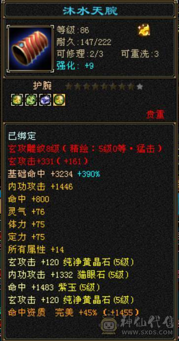 竞速霸榜主力，三修9500属，内功9万，带5000+内功，各项配置拉满