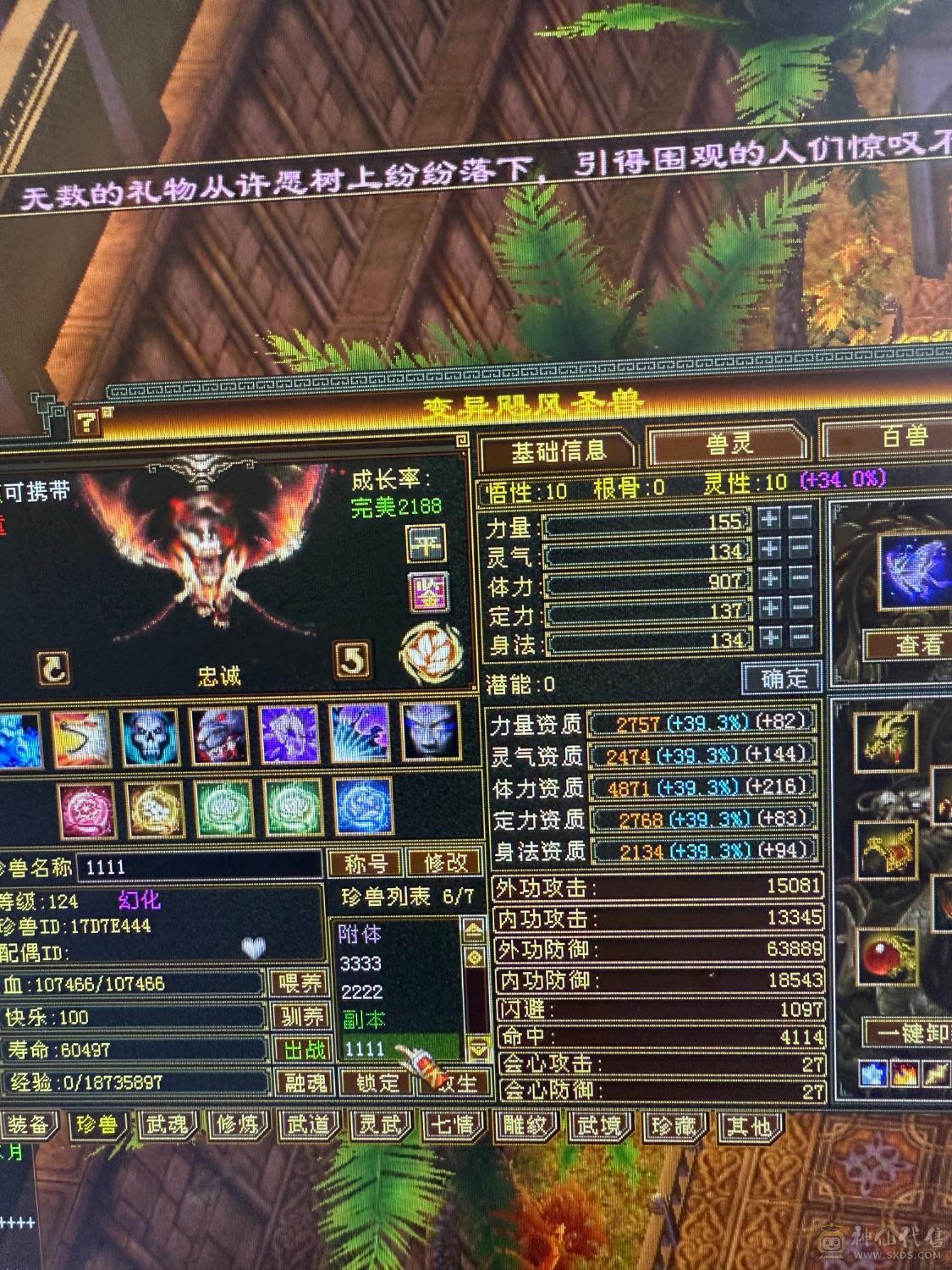 【邀月推荐】暴力六减三修天山，限定坐骑时装都有，4级新幻视，带50灵宝宝，命中7W多，会心565打人很疼，心络纹刻都更新