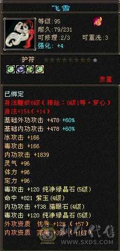 9盟会，主属性5688。高资质附体，还有4200+外功26级