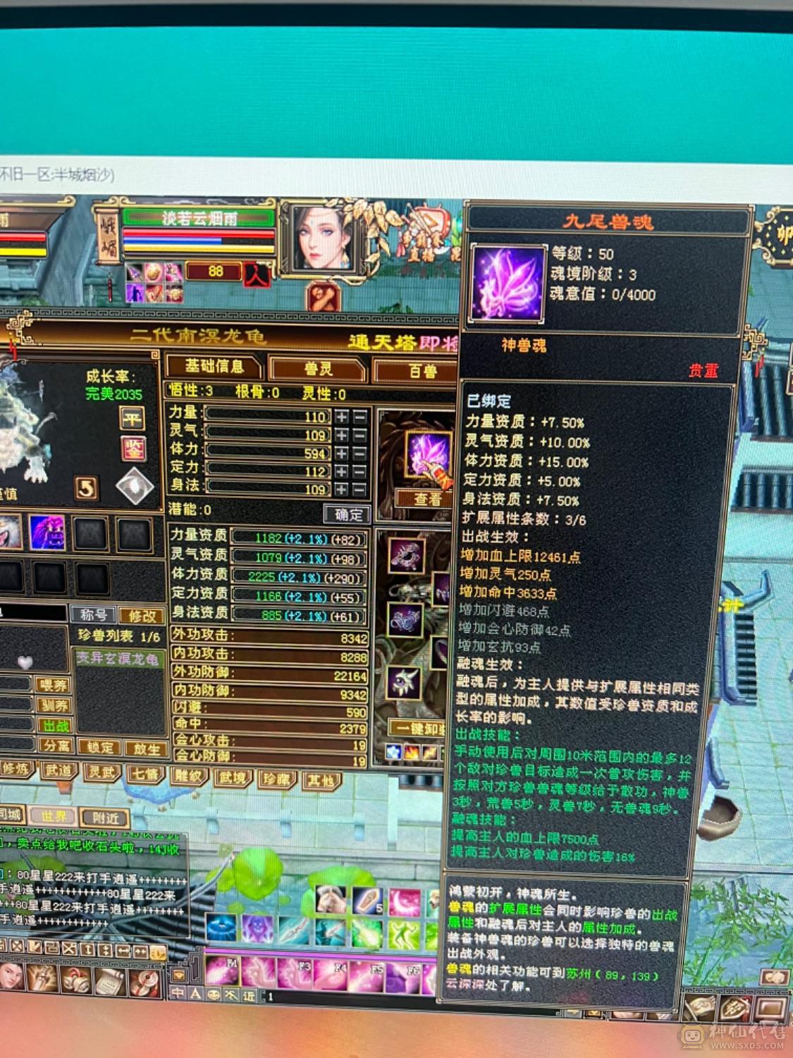 神仙买的玩了一年多 没买包赔没办法找回 介意勿拍 垃圾附体21万血 随便弄一下25万血可以  三价九尾 五阶苍狼 性价比首选  四属